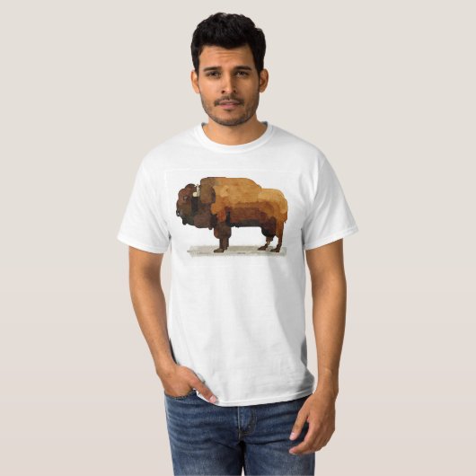 Amerikanischer Büffel(Bison) Watercolor-T - Shirt (Vorne ganz)