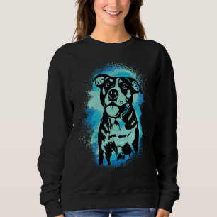Amerikanischer Bulldog Mal Blau Design Hundemutter Sweatshirt