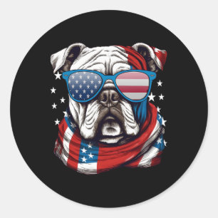 Amerikanischer Bulldogge Patriotischer 4. Juli Hun Runder Aufkleber