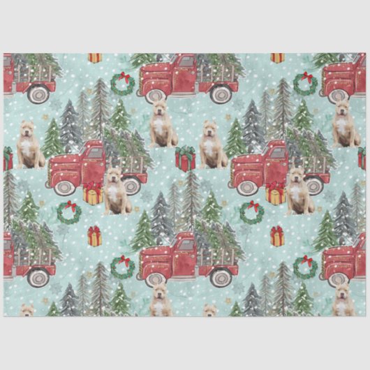 Amerikanischer Bullenhund Red Christmas Truck Fest Seidenpapier (Vorderseite)