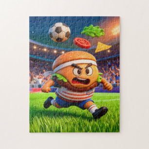 Amerikanischer Burger-Fußballspieler, der über das Puzzle