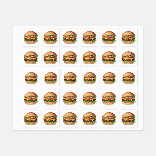 Amerikanischer Cheeseburger Etiketten (Blatt)