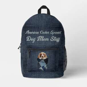 Amerikanischer Cocker Spanier in Denim Pocket Bedruckter Rucksack
