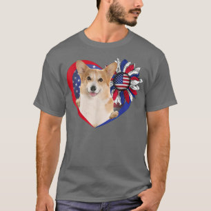 Amerikanischer Corgi-Hund Herz 4. Juli USA-Flagge T-Shirt