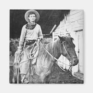 Amerikanischer Cowboy in Kansas, c.1880 (b/w Foto) Magnet