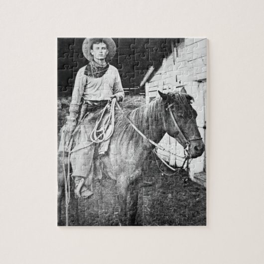 Amerikanischer Cowboy in Kansas, c.1880 (b/w Foto) Puzzle (Vertikal)