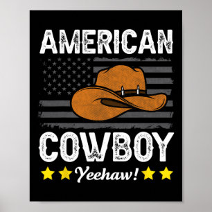 Amerikanischer Cowboy Rodeo Amerikanische Flagge V Poster