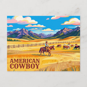 Amerikanischer Cowboy Wyoming Postkarte