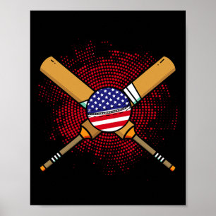 Amerikanischer Cricket-Schläger und Ll-Flagge der Poster