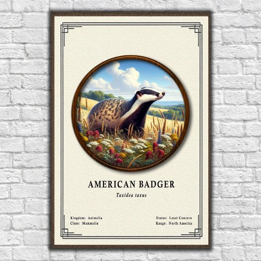 Amerikanischer Dachs Zoologie-Serie Poster