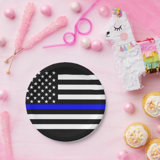 Amerikanischer dünner Blue Line-Grafik-Dekor Pappteller (Party)