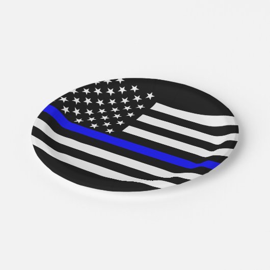 Amerikanischer dünner Blue Line-Grafik-Dekor Pappteller (Schrägansicht)