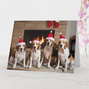 Amerikanischer Englisch Foxhound Kamin Weihnachten Karte