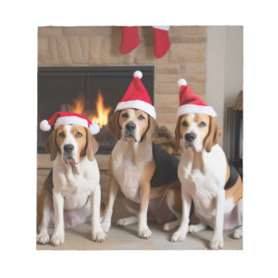 Amerikanischer Englisch Foxhound Kamin Weihnachten Notizblock