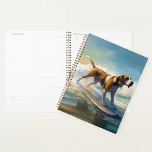 Amerikanischer Englisch Foxhound Strand Surfen Mal Planer