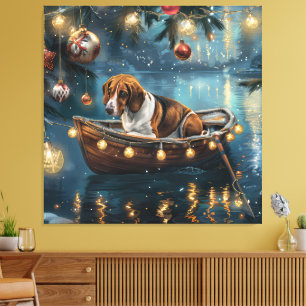 Amerikanischer Englisch Foxhound Weihnachtsfestlic Leinwanddruck