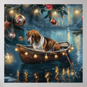 Amerikanischer Englisch Foxhound Weihnachtsfestlic Poster