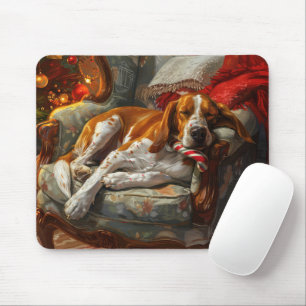 Amerikanischer English Foxhound Hund Weihnachten F Mousepad