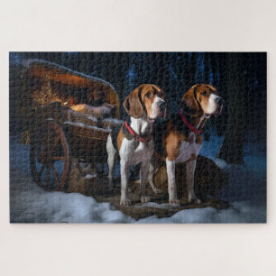 Amerikanischer English Foxhound Schneebedeckter Sc Puzzle