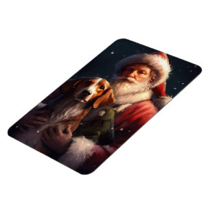 Amerikanischer English Foxhound Weihnachtsmann Wei Magnet