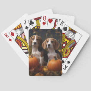 Amerikanischer English Foxhound Welpe Herbstfreude Spielkarten