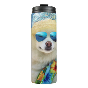 Amerikanischer Eskimo auf dem Strand, Sommergesche Thermosbecher
