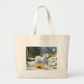 Amerikanischer Eskimo auf schneebedeckter Jumbo Stoffbeutel (Vorne)