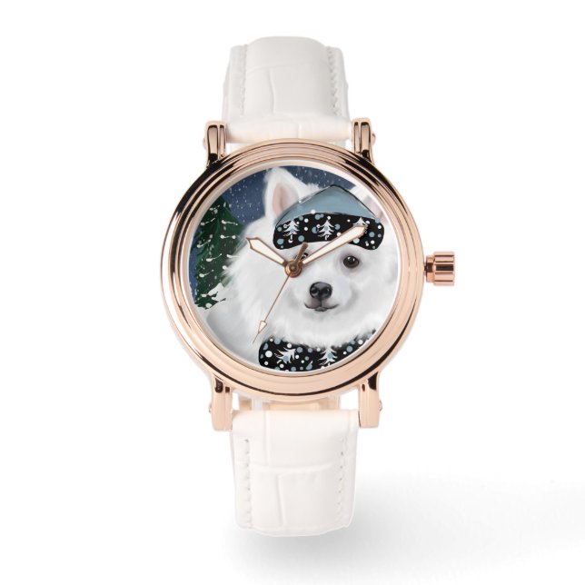 Amerikanischer Eskimo Hund  Armbanduhr (Vorderseite)