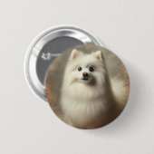 Amerikanischer Eskimo-Hund Button (Vorne & Hinten)