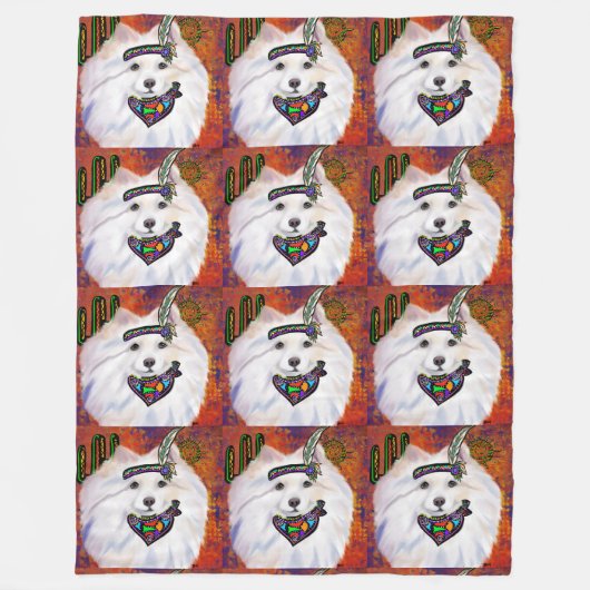 Amerikanischer Eskimo-Hund Fleecedecke (Vorderseite)
