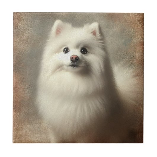 Amerikanischer Eskimo Hund Fliese (Vorderseite)