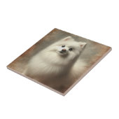 Amerikanischer Eskimo Hund Fliese (Seite)