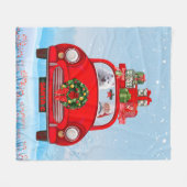 Amerikanischer Eskimo Hund in Auto mit dem Weihnac Fleecedecke (Vorderseite (Horizontal))