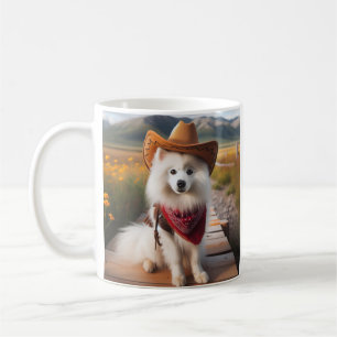 Amerikanischer Eskimo-Hund mit Cowboy-Hut Kaffeetasse