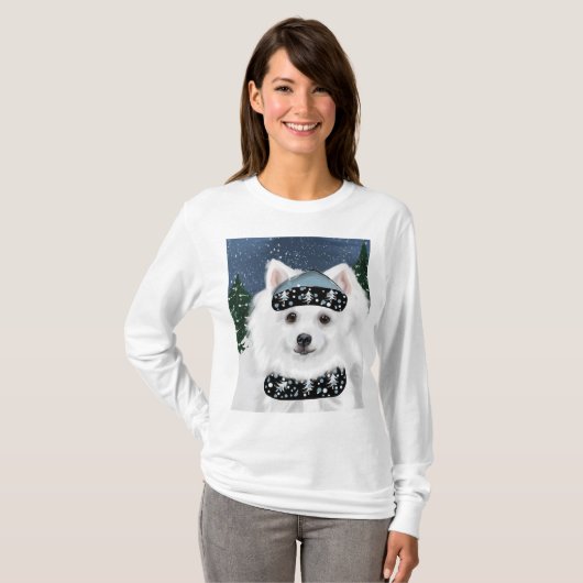 Amerikanischer Eskimo Hund  T-Shirt (Vorne ganz)