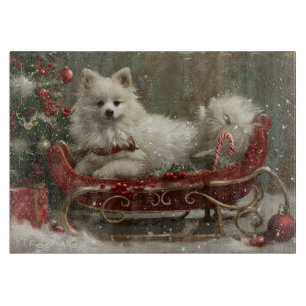 Amerikanischer Eskimo-Hund Weihnachtsfestlich Schneidebrett