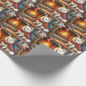 Amerikanischer Eskimo-Kamin mit Weihnachtslichtern Geschenkpapier (Ecke)