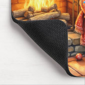 Amerikanischer Eskimo-Kamin mit Weihnachtslichtern Mousepad (Ecke)