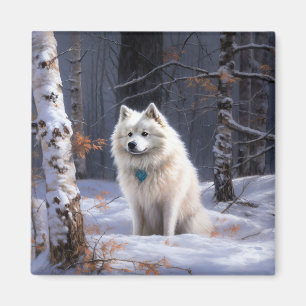 Amerikanischer Eskimo Lass es schneien Weihnachten Magnet