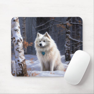 Amerikanischer Eskimo Lass es schneien Weihnachten Mousepad