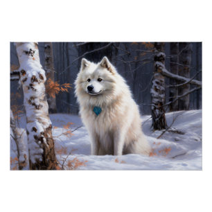 Amerikanischer Eskimo Lass es schneien Weihnachten Poster