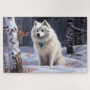 Amerikanischer Eskimo Lass es schneien Weihnachten Puzzle
