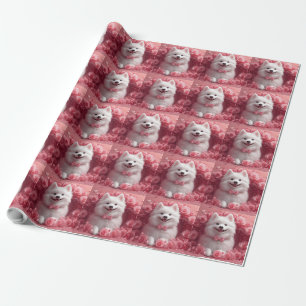 Amerikanischer Eskimo mit Rosen - Valentinstag Geschenkpapier
