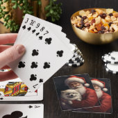 Amerikanischer Eskimo mit Weihnachtsmann Festliche Spielkarten (In Situ)