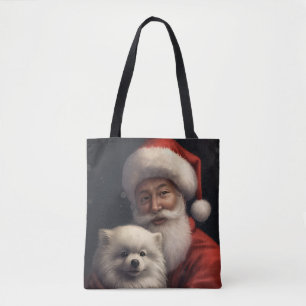 Amerikanischer Eskimo mit Weihnachtsmann Festliche Tasche
