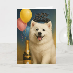 Amerikanischer Eskimo Papi Happy New Year Karte