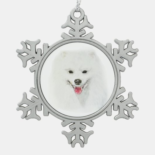 Amerikanischer Eskimo Schneeflocken Zinn-Ornament (Vorderseite)