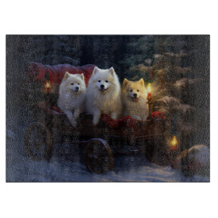 Amerikanischer Eskimo-Schneeschlitten-Weihnachtsde Schneidebrett