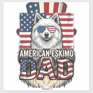 Amerikanischer Eskimo-Vater Patriotischer Vintage- Aufkleber