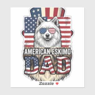 Amerikanischer Eskimo-Vater Patriotischer Vintage- Aufkleber